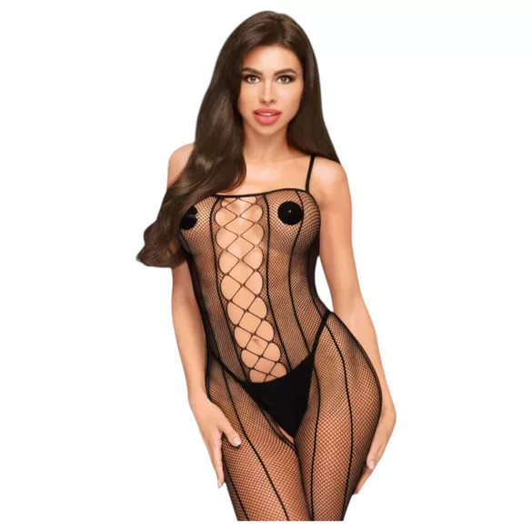 Penthouse Drop-Dead - mrežasti bodystocking s otvorima - crna - XL