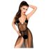 Penthouse Best Forplay - čipkasti body s til maramom (crna) - L/XL