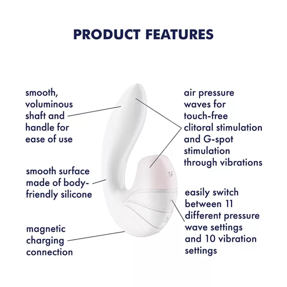 Satisfyer Supernova - vibrator na baterije s funkcijom zračnog vala 2u1 - bijeli