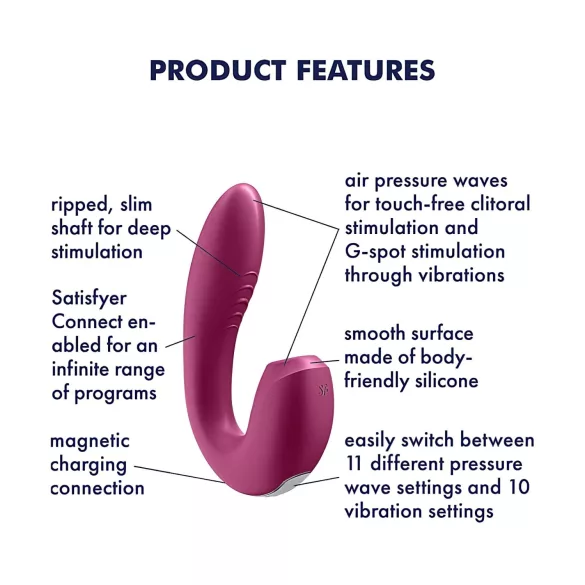 Satisfyer Sunray - vibrator 2u1 s pulsirajućim zrakom - akumulatorski - crveni