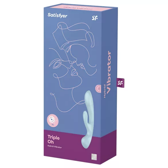 Satisfyer Triple Oh - vibrator s klitoralnim nastavkom - punjivi - plavi