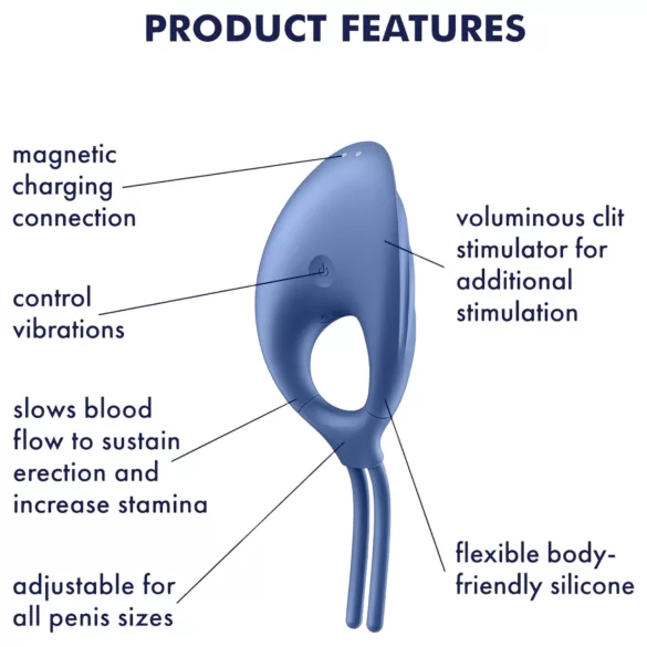 Satisfyer Swordsman - vibrirajući prsten za penis - punjivi - plavi