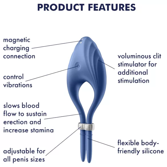 Satisfyer Duelist - vibro prsten za penis na punjenje - plavi