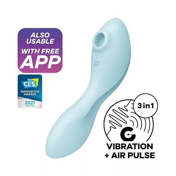 Satisfyer Curvy Trinity 5+ - Aplikacijom upravljani 2u1 vibrator (plavi)