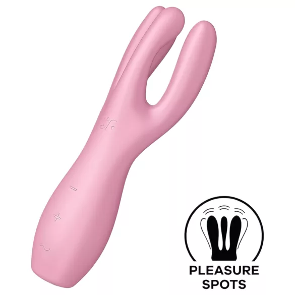 Satisfyer Threesome 3 - vibrátor za klitoris na baterije - silikon - roza