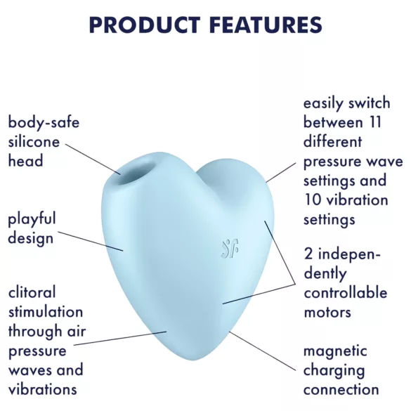 Satisfyer Cutie Heart - stimulator klitorisa zračnim valovima - plavi - punjivi