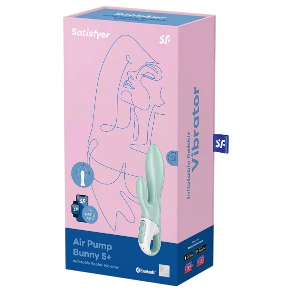 Satisfyer Air Pump Bunny 5 - vibrator na napuhavanje s upravljanjem putem aplikacije (menta)