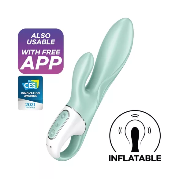 Satisfyer Air Pump Bunny 5 - vibrator na napuhavanje s upravljanjem putem aplikacije (menta)