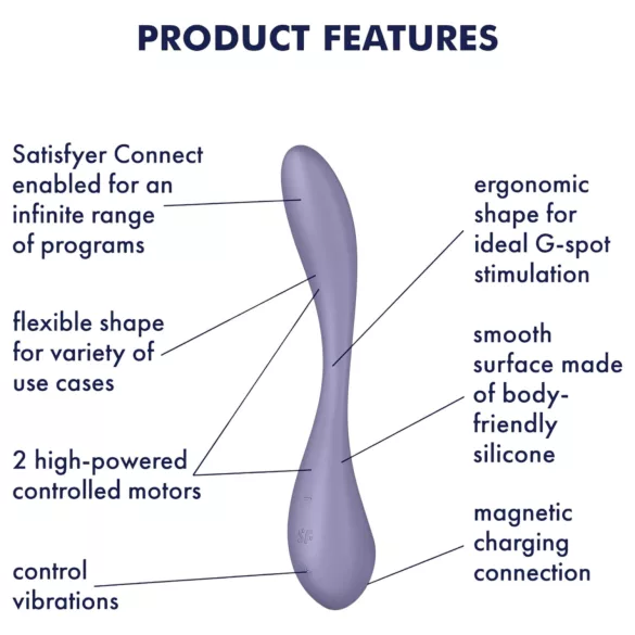 Satisfyer G-spot Flex 5 - vibrator za G-točku s upravljanjem putem aplikacije (ljubičasti)