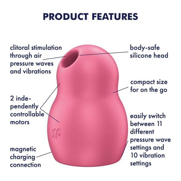 Satisfyer Pro To Go 1 - stimulator klitorisa na zračne valove - punjivi - crveni