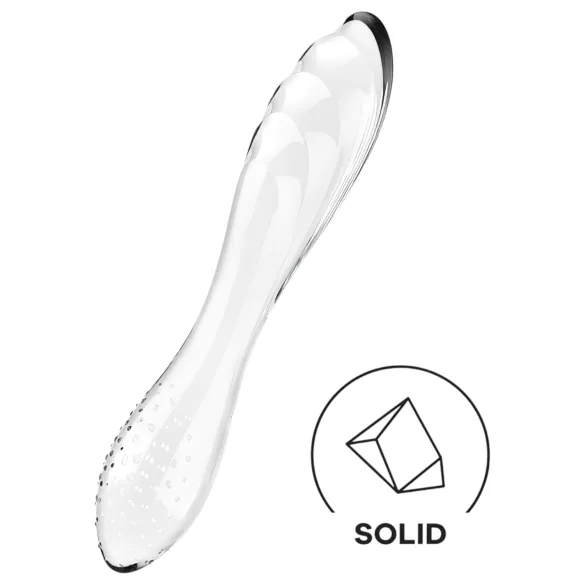Satisfyer Dazzling Crystal 1 - dvostrani stakleni dildo - prozirno