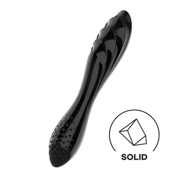 Satisfyer Dazzling Crystal 1 - dvostrani stakleni dildo - crna
