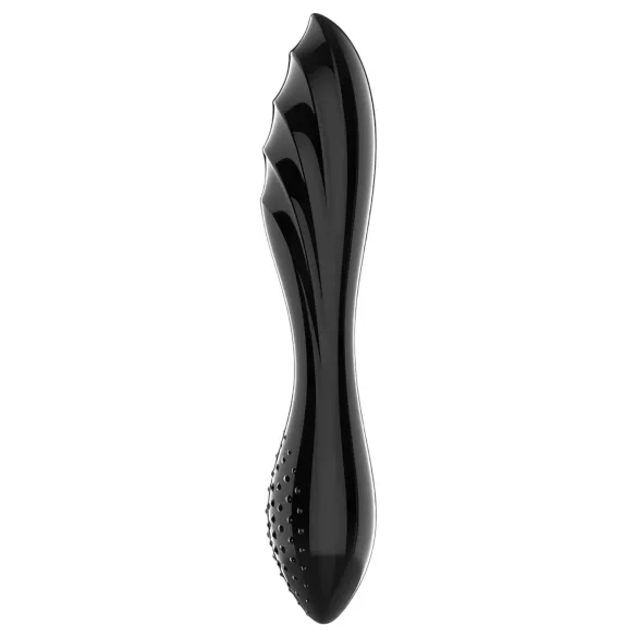 Satisfyer Dazzling Crystal 1 - dvostrani stakleni dildo - crna