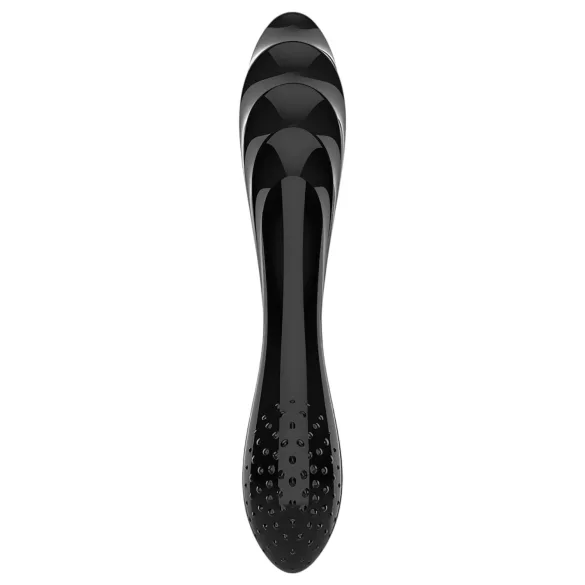 Satisfyer Dazzling Crystal 1 - dvostrani stakleni dildo - crna