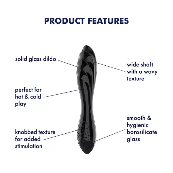 Satisfyer Dazzling Crystal 1 - dvostrani stakleni dildo - crna