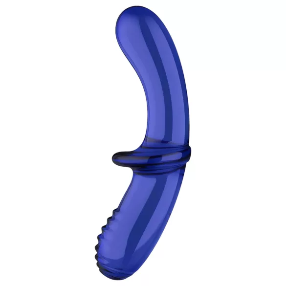 Satisfyer Double Crystal - dvostrani stakleni dildo - plavi