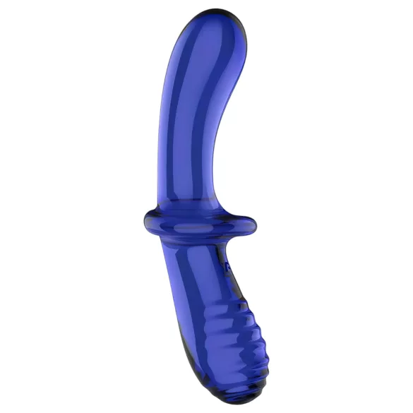 Satisfyer Double Crystal - dvostrani stakleni dildo - plavi