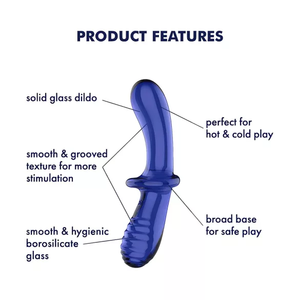 Satisfyer Double Crystal - dvostrani stakleni dildo - plavi
