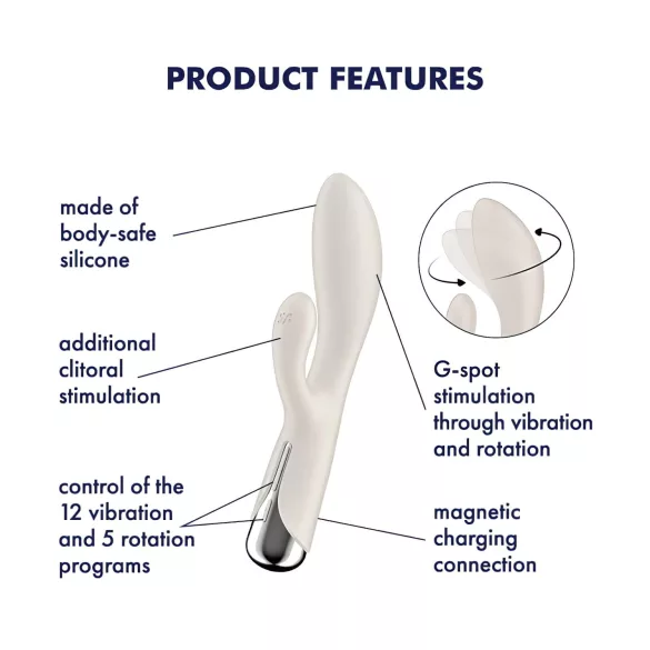 Satisfyer Spinning Rabbit 1 - vibrator s rotirajućim dijelom za klitoris - bež