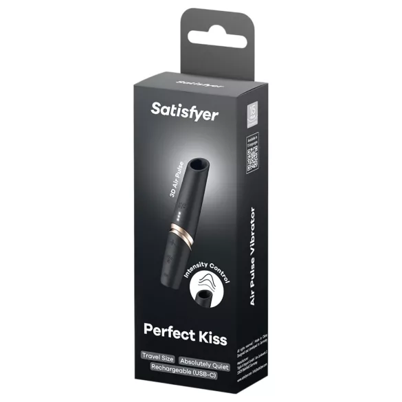 Satisfyer Perfect Kiss - mini vibrator u obliku ruža za usne - crni