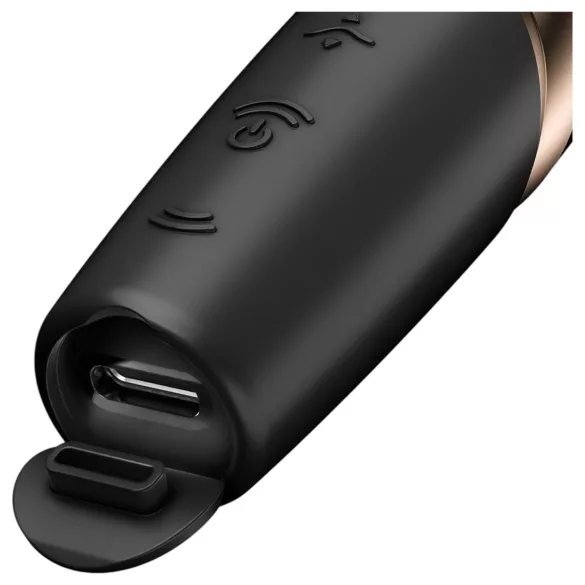 Satisfyer Perfect Kiss - mini vibrator u obliku ruža za usne - crni