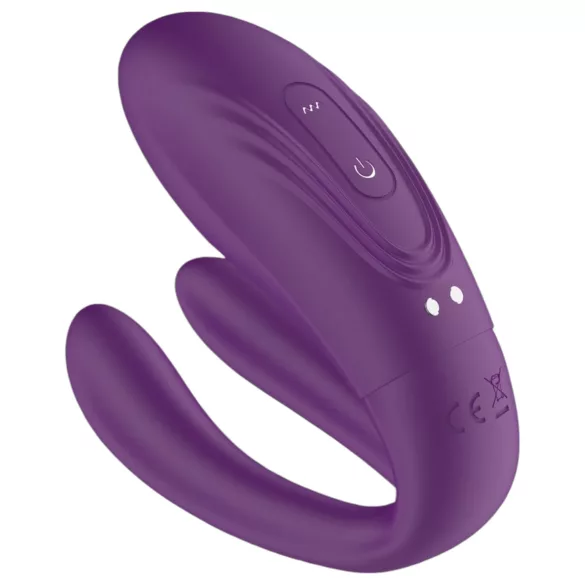 Mrow - vibrator za parove, vodootporan, 3 motora, punjivi, ljubičasti