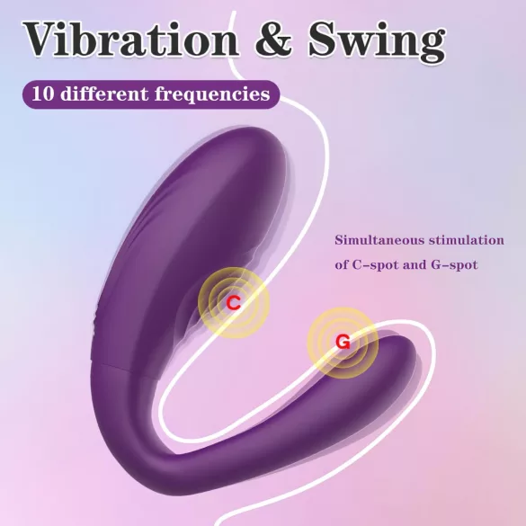 Mrow - vibrator za parove, vodootporan, 3 motora, punjivi, ljubičasti