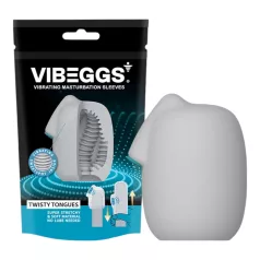   VIBEGGS Twisty Tongues - vibrirajuće jaje masturbator (bijelo)