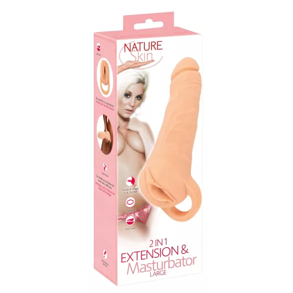 Nature Skin - 2u1 umjetna vagina i penis rukav - 23 cm - natur