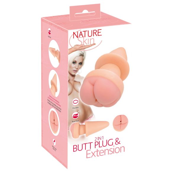 Nature Skin - analni plug i navlaka za penis - prirodna boja