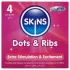 Skins - rebrasti i točkasti kondom - 4 komada