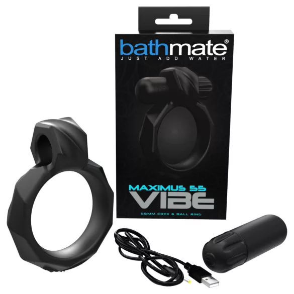 Bathmate Maximus Vibe 55 - vibracijski prsten za penis na baterije (crni)