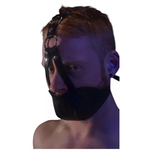 Rouge - maska i gag od prave kože - crna