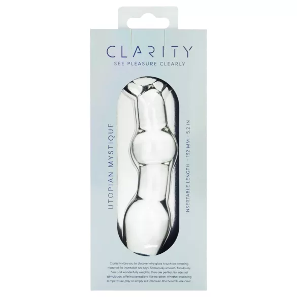 Clarity Utopian Mystique - rebrasti stakleni analni dildo (prozirni)