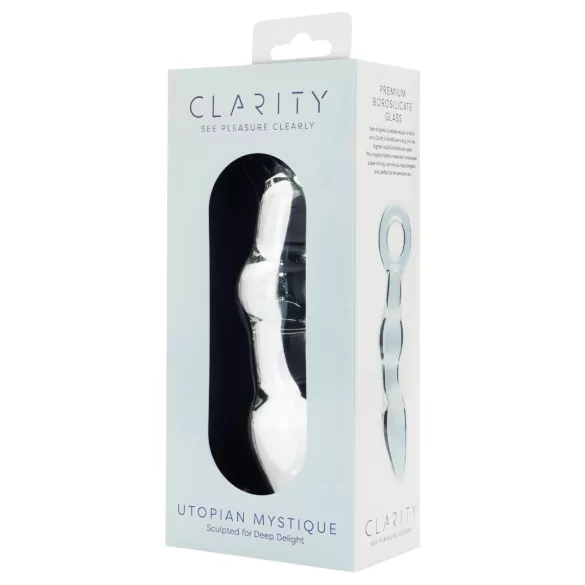 Clarity Utopian Mystique - rebrasti stakleni analni dildo (prozirni)