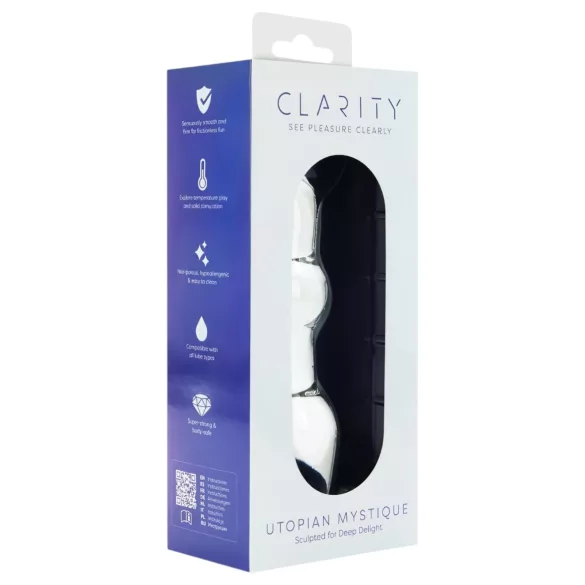 Clarity Utopian Mystique - rebrasti stakleni analni dildo (prozirni)