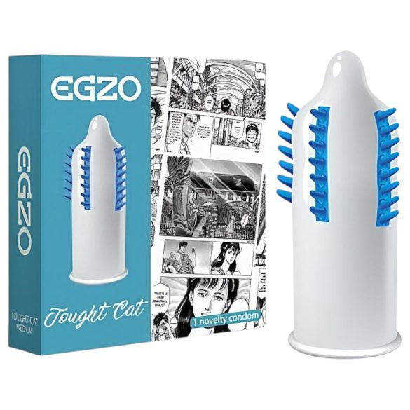 Egzo Tough Cat – kondom s izraženim prstenima i dlačicama, 1 komad