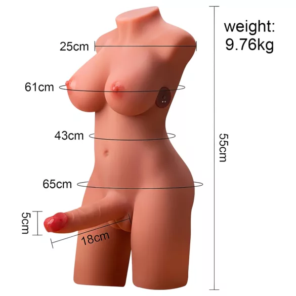 XISE Miah Lady Boy - realistični vibrirajući torzo s funkcijom ubacivanja