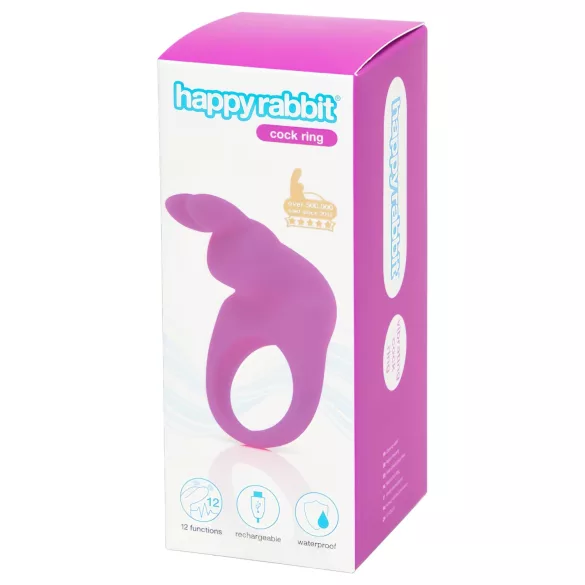Happyrabbit Cock - vibracijski penis prsten na punjenje - ljubičasti