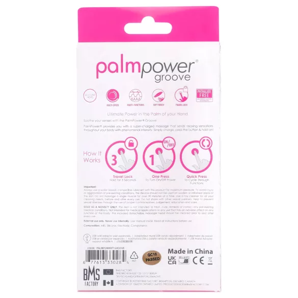 PalmPower - masažni vibrator s utorima - punjivi - silikon - roza