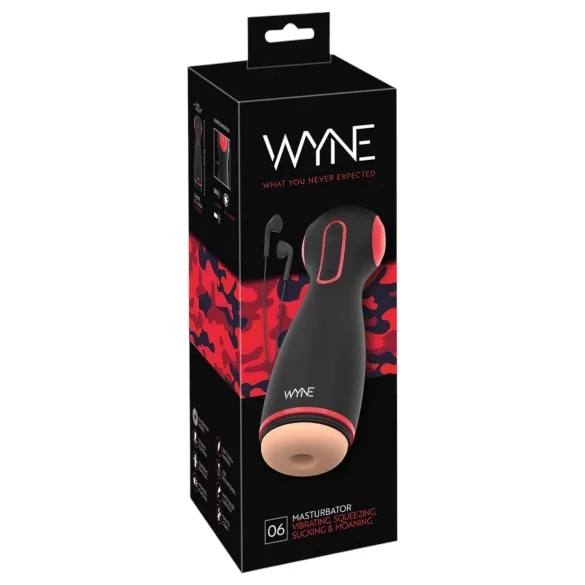 WYNE 06 - masturbator s vibracijom i vakuumom - crni - punjivi