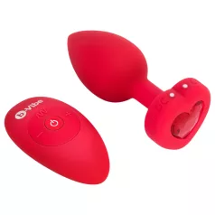 b-vibe heart - punjivi, daljinski analni vibrator (crveni)
