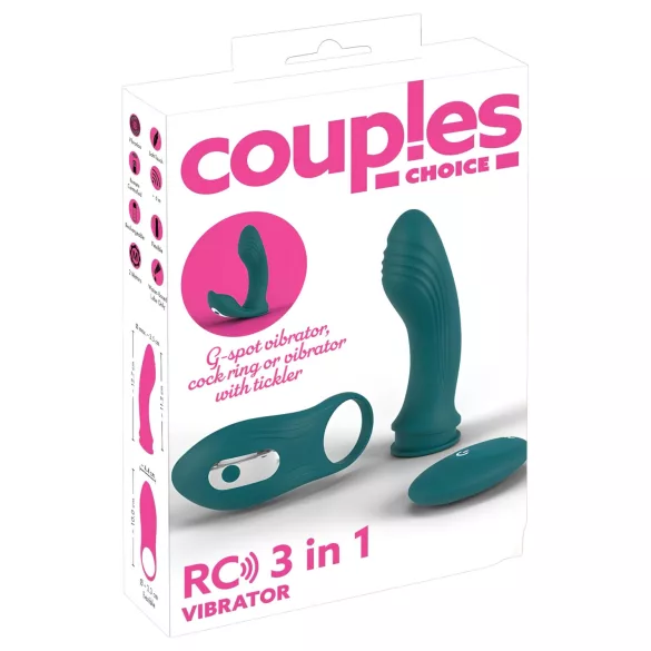 Couples Choice - vibrator za parove 3u1 - podesiv - tirkiz