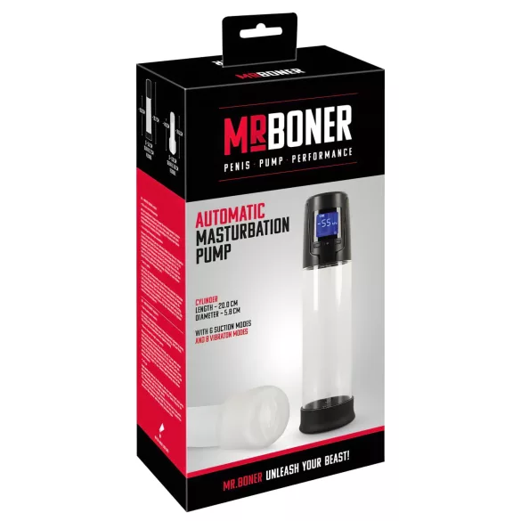 Mister Boner - akumulatorska, automatska pumpa za penis (crno-prozirna)