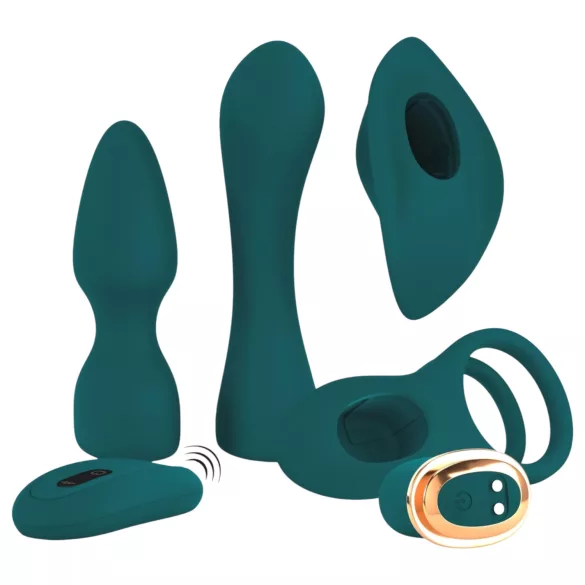 Couples Choice - 4u1 prilagodljivi vibrator na daljinsko upravljanje (tirkizni)