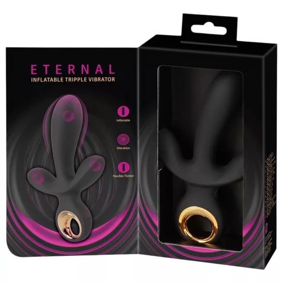 Eternal - trostruki vibrator na napuhavanje - crni