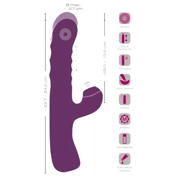 Javida - vibrator zajačić 3u1 - silikon - ljubičasta