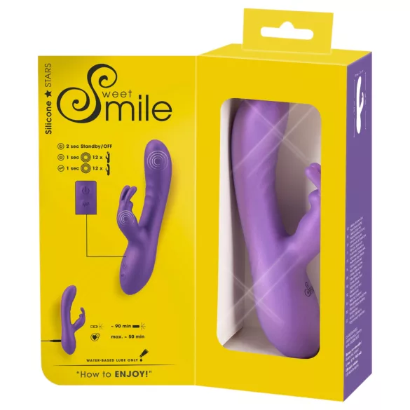 Smile - vibrator s dodatkom za klitoris - ljubičasti silikon