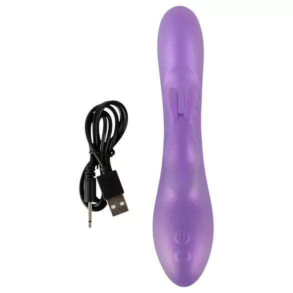 Smile - vibrator s dodatkom za klitoris - ljubičasti silikon