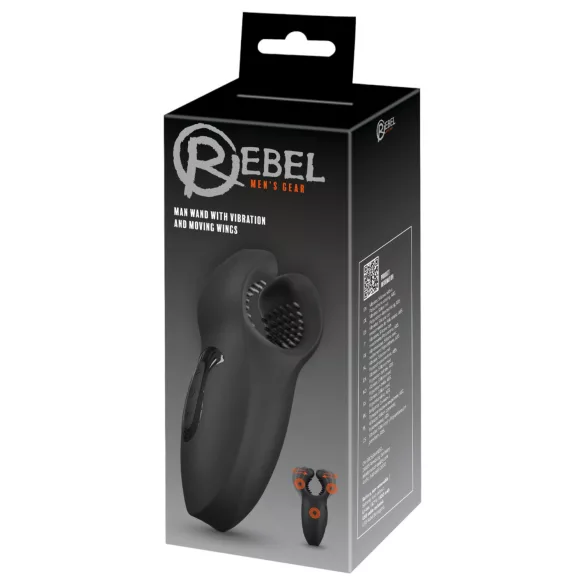 Rebel - pokretni vibracijski vibrator za glavić s ručicom (crni)